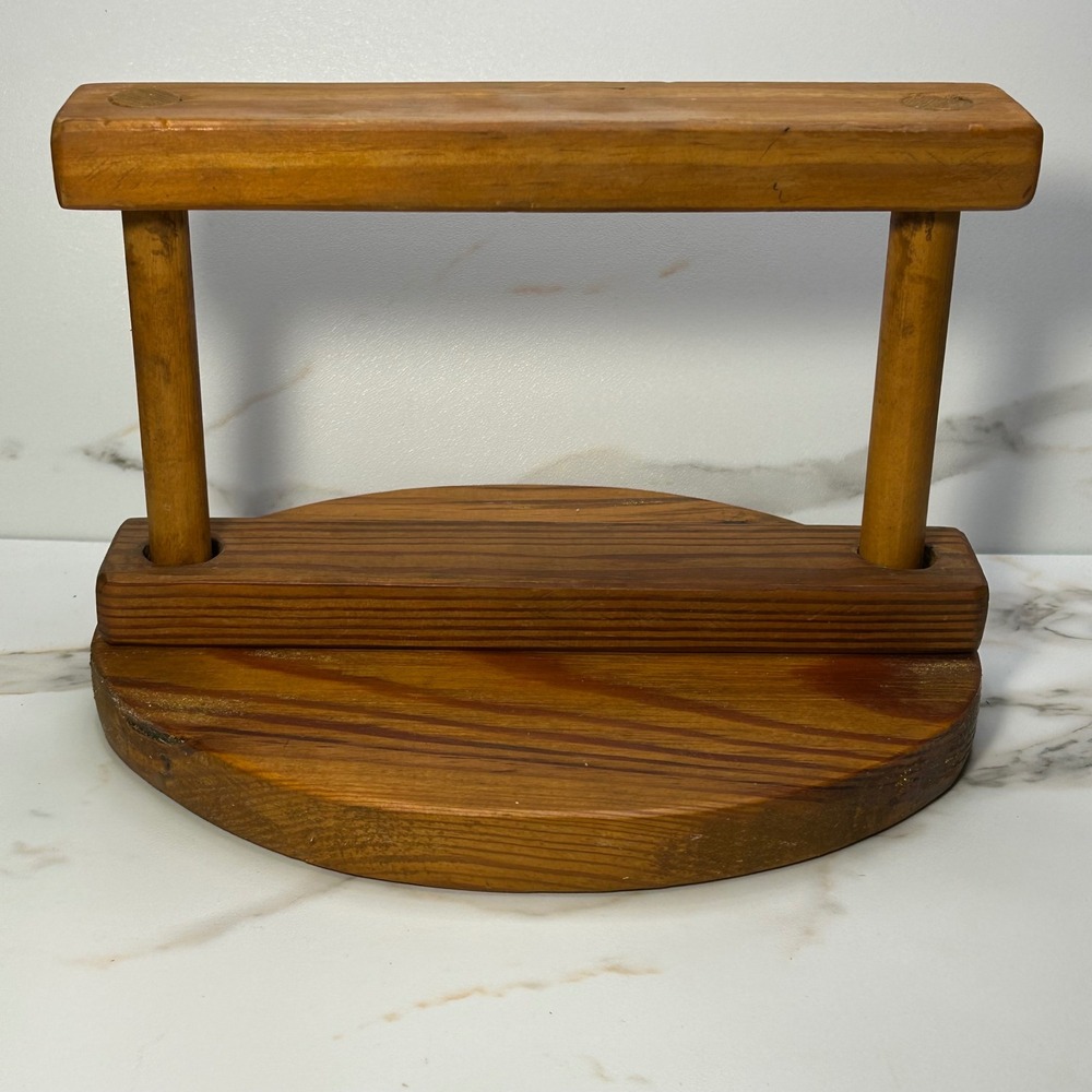 Vintage Handmade Solid Wood Napkin Holder Weighted Arm Rustic Farmhouse Decor
